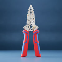 Replaceable Blade Folding Electrician Pliers Textured Grip Voltage Tester Pliers Compact Foldable Wire Stripper Portable for Electricians
