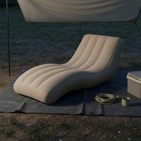 Inflatable Lounge Chair Flocked Surface Reclining Air Chair with Pillow Inflatable Chaise for Camping, Beach