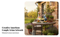 2 Pieces Waterfowl Couple Solar Lamp Weather Resistant Solar Waterfowl Lamp Creature Garden Sculpture Hand-Painted for Courtyard