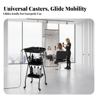 Space Saving Foldable Salon Trolley Multi-Functional Foldable Salon Tray Stand High Load Capacity Rolling Utility Cart 360-Degree Swivel Wheels for Hairdressers, Beauticians Artists, Beauty Parlor, Barbershop, Spa, Home