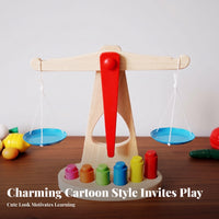 Wooden Balance Scale Toy Learning Aid Wooden Balance Scale Smooth Surface Interactive for Classroom