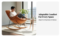 Comfortable Padding Upholstered Rocking Chair snug Upholstered Rocking Armchair Sturdy Frame Indoor Seating Ergonomic Design for Adults, Homeowners, Seniors, Balcony, Living Room, Bedroom, literary alcove
