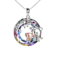 Mom Daughter Necklace Silver and Blush Gold Elephant Charm for Mother’s Day