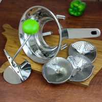 Stainless Steel Food Grinder Polished Metal Hand-Operated Grinder Compact