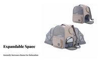 Large Capacity Expandable Cat Backpack Built-in Safety Leash Expandable Mesh Rucksack Comfortable Padded Straps Pet Carrier Multiple Openings for Small Dog Owners, Travelers, Hikers, Travel, Vet Visits, Public Transportation, Outdoor Activities