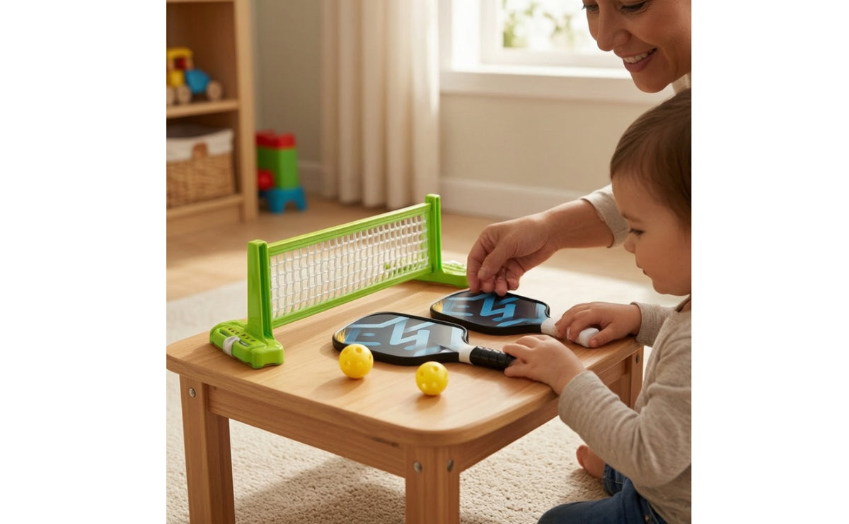 Tabletop Net Game with Paddles Compact Mini Indoor Racket Game Pong Set Two-Player Tabletop Indoor Racket Game Pong Set for Beginners, Young Children