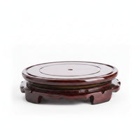 Wooden Turntable Red Finish Rotating Display Stand Round Display Base