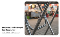Stainless Steel Folding Table Foldable Design Industrial Design Folding Chair Commercial Grade Portable Metal Dining Table for Homeowners, Events