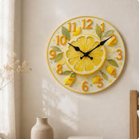 Fruit-Themed Wall Clock Decorative Botanical Pattern Clock Operated Home Decoration for Bedroom