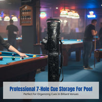 Billiard Cue Case, 7-Hole Large Head Tube, Multi-Compartment Pool Cue Bag, Leather Cross Pattern, Professional Storage