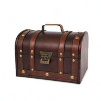 Wooden Storage Chest Portable Wooden Chest with Curved Lid Decorative Trunk Versatile Trunk with Hinged Top Practical