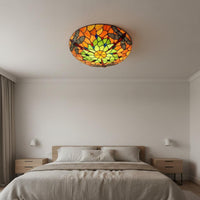 Ultra-Thin Dragonfly Ceiling Light Luxury Design Stained Glass LED Ceiling Light Stained Glass Lamp for Bedroom, Hallway, Children's Room