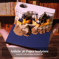 Paper Carving Desk Ornament Creative Design 3D Tear-Away Calendar Unique Gift Dimensional Art Memo Pad for Students, Friends, Study Room, Home