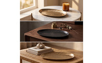 Oval Serving Tray Low-Profile Aluminum Tray Vintage-Retro-Styled Platter for Tea Service, Living Room