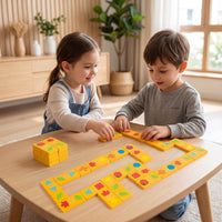 Wooden Dominoes Classic Domino Game with Wooden Blocks Domino Blocks Matching Toy Colorful for Children, Playroom, Classroom