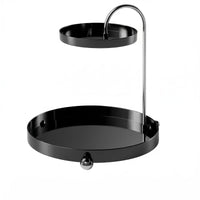 Glossy Finish 2-Tier Tray Rack Raised Edges Bird-Shaped Rack Round Trays Tabletop Organizer Curved Metal for Display