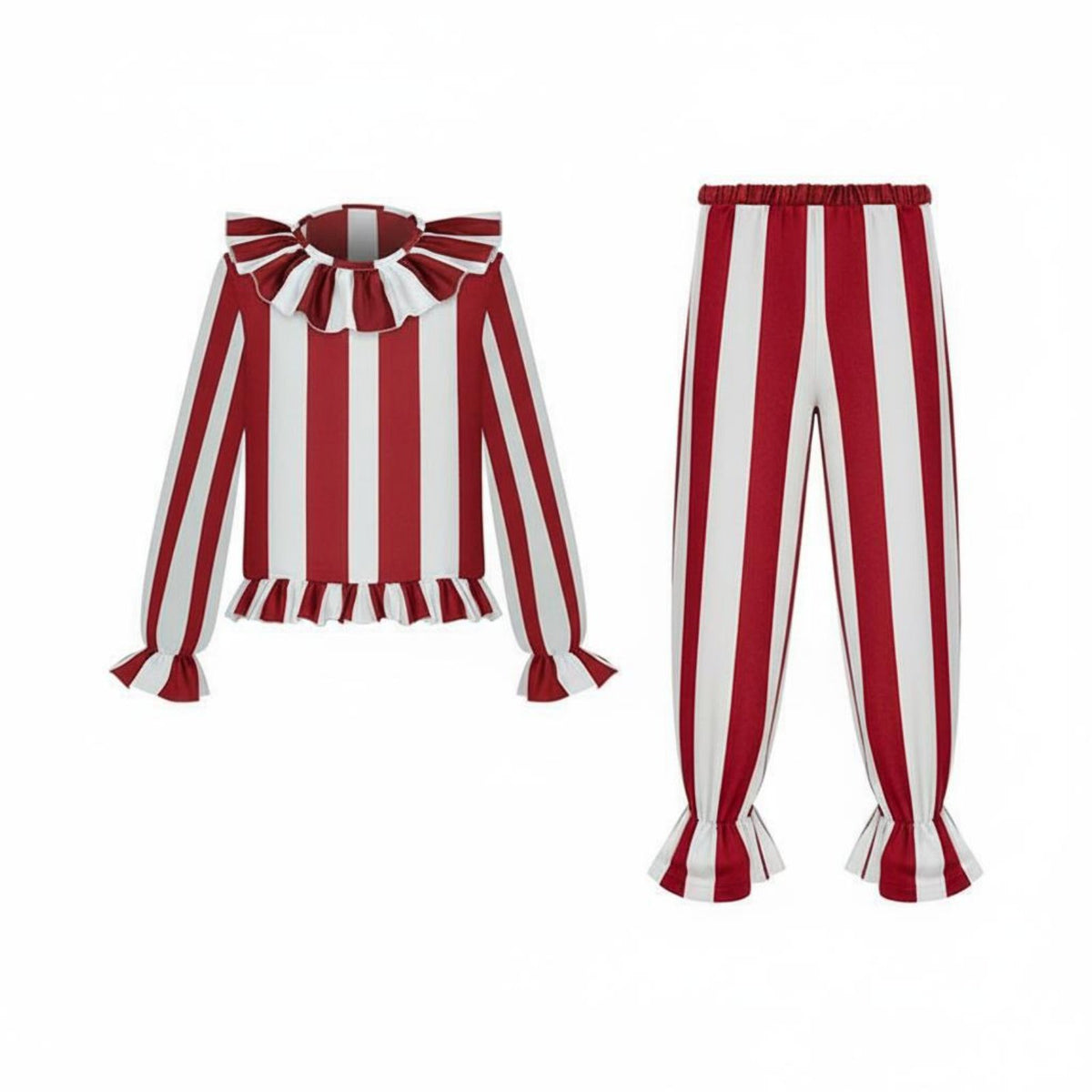 2 Pieces Adult Clown Costume Ruffled Trim Performance Clown Eye-Catching-Catching Dress-up Clothes for Cosplayers, Stage Performances, Costume Parties