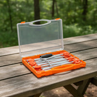 20 Pieces Tent Stake Kit with Case Flat Head Steel Tent Stakes with Puller Strong Ground Anchors for Campers, Backpackers, Camping, Beach, Backyard