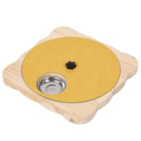 Wooden Feeding Board with Bowl Compact Rotatable Pet Feeder Low-Profile Slow Feeder for Home, Patio