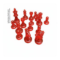 16 Pieces Multiple Colors Available Transparent Chess Pieces Lightweight Plastic Chessmen Portable Board Game Accessory Includes Storage Bag for Beginners
