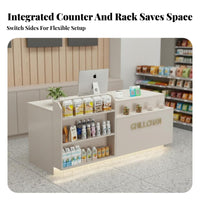 Cashier Counter with Display Shelves Compact Design Convenience Store Checkout Stand Multi-Layer Storage Small Retail Counter for Retailers, Boutiques