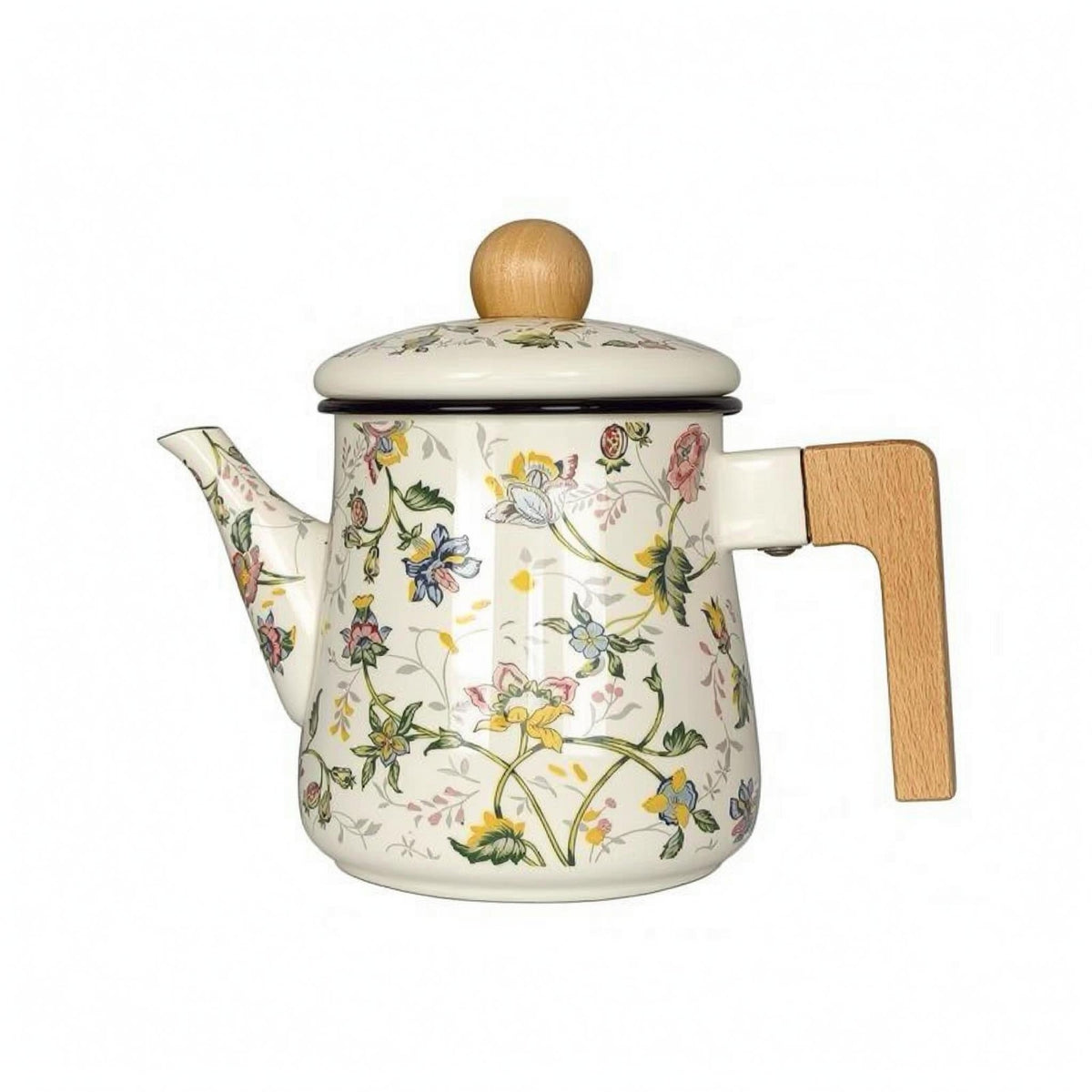 Glossy Finish Enamel Stovetop Kettle Long Spout Decorative Tea Pot Side Handle Enamel Kettle Induction Safe