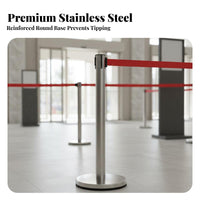 Heavy Duty Base Stainless Steel Queue Pole Rustproof Retractable Belt Stanchion Multiple Colors Stanchion Post with Belt Stable for Event Organizers, Retail Managers, Business Owners, Airports, Exhibitions, Shopping Malls, Exhibition Halls