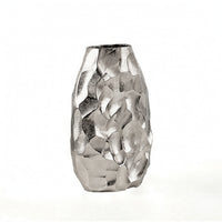 Hammered Metal Vase Faceted Flower Vase with Hammered Texture Textured for Tabletop, Living Room, Office Reception