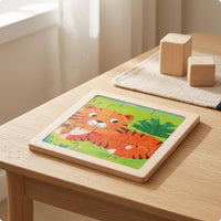 Flat Wooden Creature Game Colorful Creature Jigsaw Game Printed Toddler Jigsaw Set Square