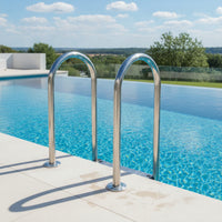Stainless Steel Pool Ladder with Flange Base Easy to Install 2-Step Pool Ladder Long-Lasting Secure