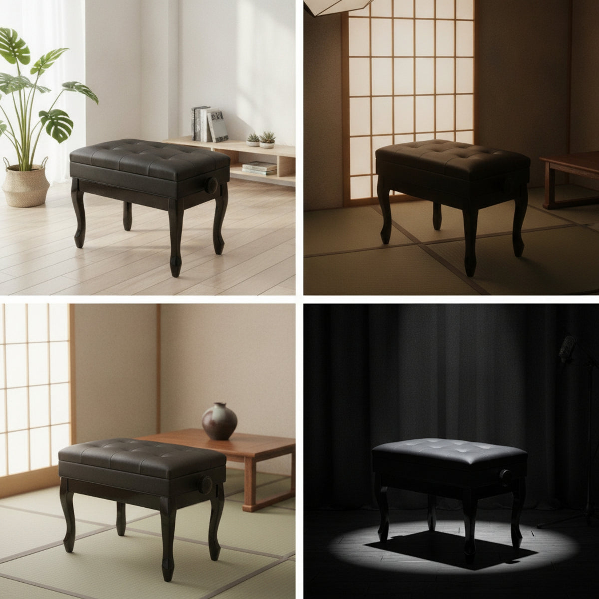 Adjustable Piano Bench with Storage Compact Padded Keyboard Bench with Compartment Soft Seat for Pianists, Home Practice