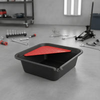 Oil Drain Pan Square Oil Drain Tray with Insert Container Heat-Resistant Long-Lasting for DIYers, Garage, Repair Shop