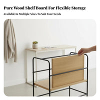 utilitarian design 5-Tier Wood and Metal Shelf Multi-Purpose Storage Rack Openrear Design storage shelf sturdyDuty Frame for Plant lovers, Office Workers, Living Room, Bedroom, Balcony, Kitchen