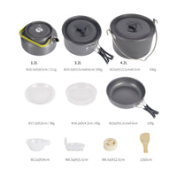 Camping Cookware Set with Kettle Kettle Heavy-Duty Frying Pan for Families, Picnics