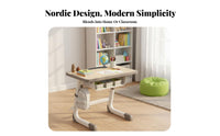 Safe & Long-Lasting Adjustable Kids Desk and Chair Sturdy & Stable Height Adjustable Classroom Desk Large Desktop children's Study Table Set Space-Saving for Students, Tutoring Center, Bedroom, Home, Playroom