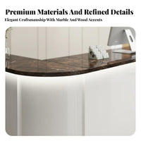 Modern Front Desk Wide Countertop Curved Reception Desk Sturdy Construction Commercial Checkout Counter with Minimalist Workspace Suitable for Cashiers Retailers Retail Store