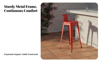 Industrial Aesthetic Low-Back High Stool Light Luxury Upholstered Stool with Backrest Anti-Slip Foot Pads Counter Chair Modern Design for Bar Owners, Homeowners, Cafe Patrons, Coffee Shop, Reception Area, Kitchen Island, Dining Room