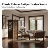 Chinese Design Folding Screen Foldable Hollow-out Folding Screen Portable Antique Wooden Partition for Homeowners, Bedroom, Tea House