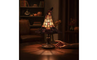 Stained Glass Style Witch Hat Lamp Ambient Witch Hat Table Lamp Warm for Goth Decor Enthusiasts, Bedside Tables
