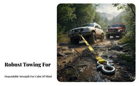 Heavy-Duty Tow Rope with Hooks High Break Strength Vehicle Recovery Belt Reinforced Ends Towing Equipment for Car Owners, Away-Road-Road Enthusiasts, Drivers, Roadside Emergency