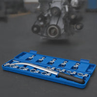 15 Pieces Automotive Drive Belt Tool with Case Curved Drive Belt Tool Kit Slim Tensioner Wrench Set Thin for Workshops