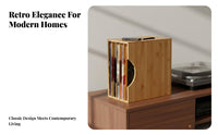LP Album Storage Box Clear Acrylic Panels Wooden LP Album Box Retro Design