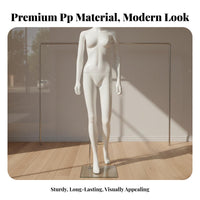Easy to Assemble Full Body Female Mannequin Stable Metal Base White Display Figure Long-Lasting Lifesize Fashion Model Form Lightweight for Boutique Owners, Visual Merchandisers, Online Sellers, Boutiques, Tailor Shop, Design Studio, Shopping Malls