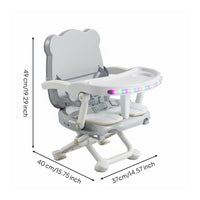 Safety Harness Foldable Baby Feeding Chair No Assembly Required Portable Infant Booster Seat with Tray Waterproof Cushion for Babies, Travel