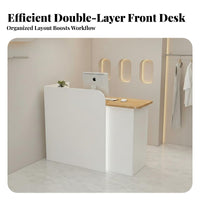 Small Reception Desk Wide Countertop Salon Front Desk Construction Retail Checkout Counter for Cashiers, Receptionists, Medical Office, Lobby, Office