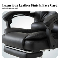 Height Adjustable High-Back Reclining Chair with Footrest Thick Padding Luxuriously Soft Reclining Chair with Footrest Padded Armrests Swivel Seat Ergonomic Design for Executives, Work-from-Home Workers, Students, Relaxing, Study Room, Gaming