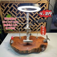 野生荔枝木手工编织架多功能缠线器编绳工作台手机支架带灯工具
