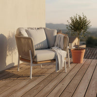 Rattan Lounge Set Sun Protection Wicker Sofa Set Garden Sectional Sofa Woven Design Cushioned Seats for Terrace, Courtyard