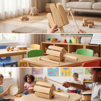Multitone Wood Block Resonant Wood Block with Mallet Wooden Percussion Instrument Compact Lightweight for Children, Classroom