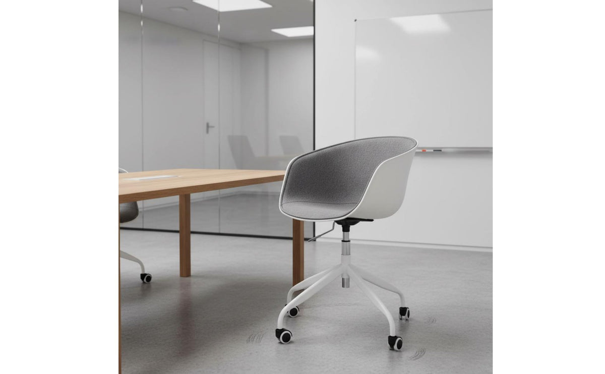Minimalist Design Adjustable Height Study Chair Quiet-Rolling Wheels Upholstered Swivel Chair Ergonomic Design for Students, Dorm Room